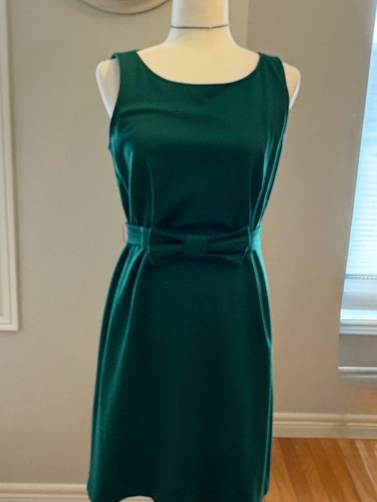 Jacob Dresses & Skirts - 2PCS Vintage Jacob Emerald Green Sleeveless Dress&Bow- with matching cardigan